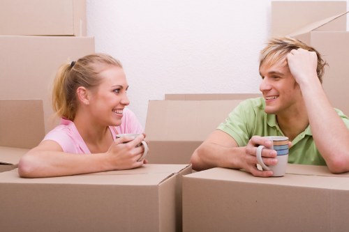 Packing boxes and moving materials prepared for a Catford home move